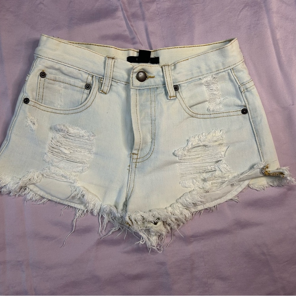 Forever 21 Light Denim Distressed Shorts